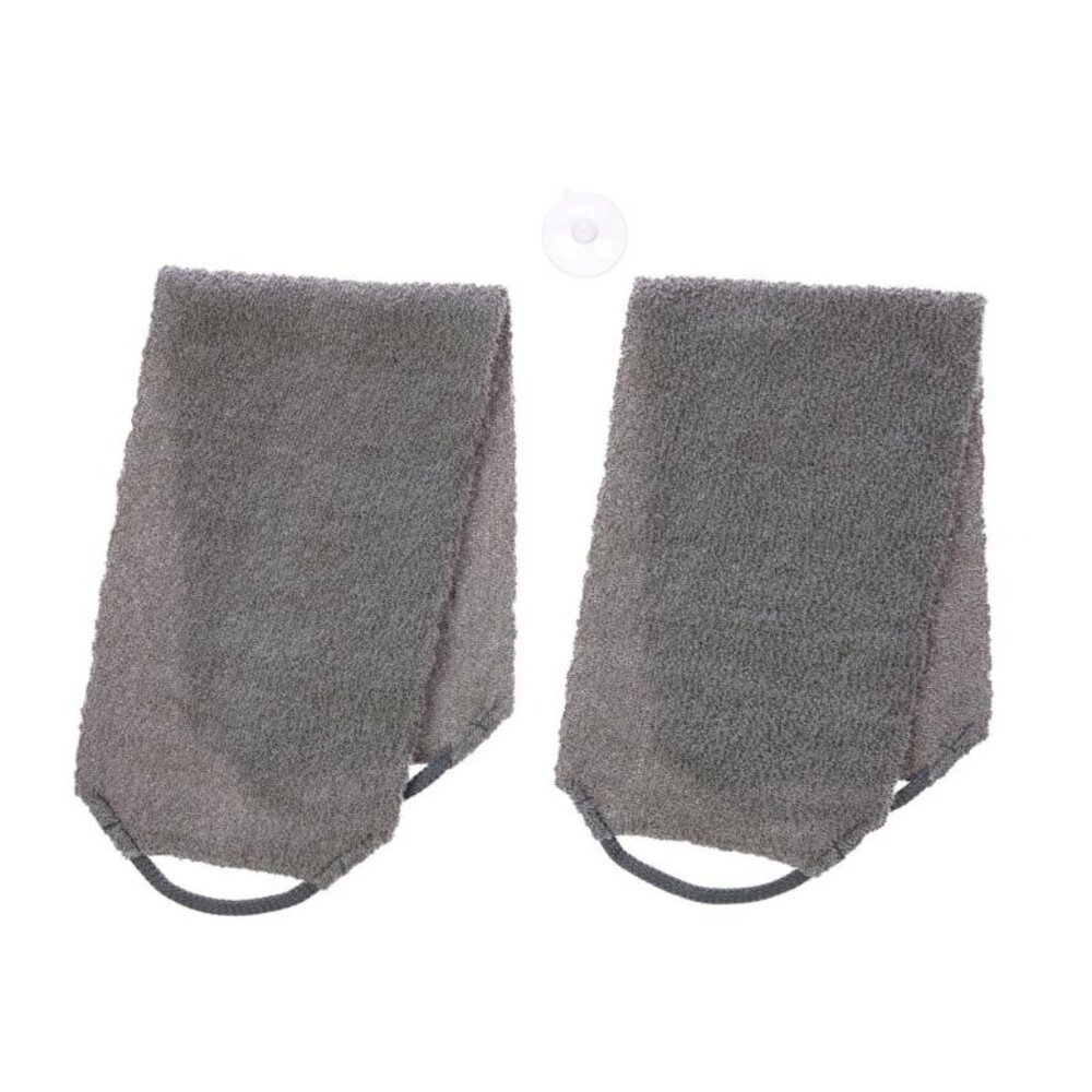 Joy Clean Boss 2 Pack Exfoliating Head To Toe Stretch Cloths Rich Gray Poly NEW